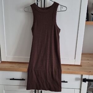 💙Old Navy Brown Ribbed Tank Midi Dress